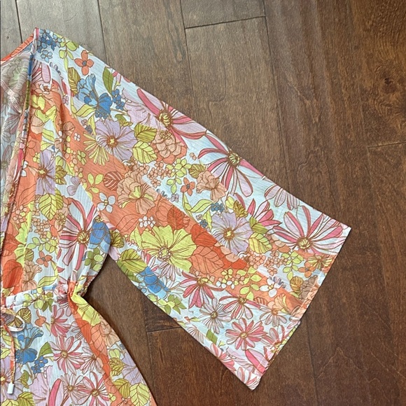 Sanctuary Multicolor Floral Bathing Suit Coverup, Size Medium - Picture 2 of 9